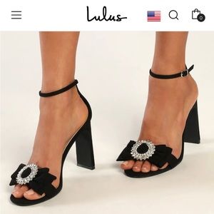 Genesisy Black Suede Rhinestone Ankle Strap Pumps new and never worn